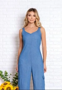 Macacão Fabrícia Jeans Tencel