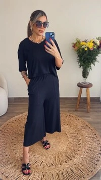 Conjunto Málaga em Viscolycra Premium Feminino – Blusa Ampla e Pantacourt