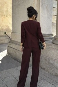 Conjunto Feminino 3 Peças em Moletinho com Blazer e Calça Wide Leg Elegante