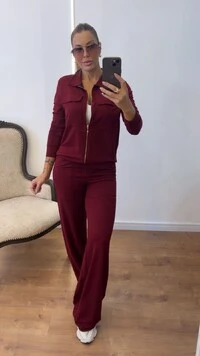 Conjunto Feminino Moletinho Nevasca com Bomber Alongada e Calça