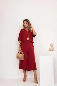 Conjunto Málaga em Viscolycra Premium Feminino – Blusa Ampla e Pantacourt
