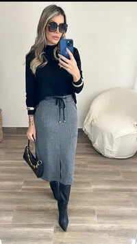 Saia Tweed com Elastano
