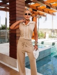 Conjunto Colete Feminino Moletinho Maria Dondoca Calça Pantalon