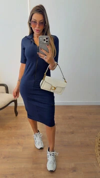 Vestido Luara Midi em Moletinho com Zíper Tratorado