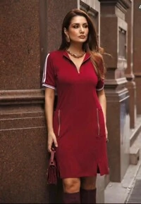 Vestido Manuela em Moletinho com Detalhe Sport nas Mangas