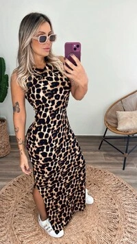 Vestido Ribana Canelado Luiza Midi