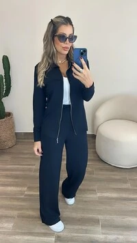 Conjunto Feminino Moletinho Nevasca com Bomber Alongada e Calça