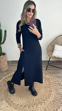 Vestido Heloisa Midi em Moletinho – Conforto e Elegância para o Dia a Dia