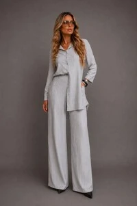 Conjunto Feminino Camisa e Calça em Viscose Premium