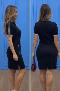 Vestido Manuela em Moletinho com Detalhe Sport nas Mangas