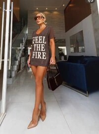 T-Shirt Long Fire com Brilho Maria Dondoca