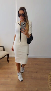 Vestido Luara Midi em Moletinho com Zíper Tratorado