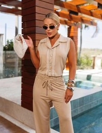 Conjunto Colete Feminino Moletinho Maria Dondoca Calça Pantalon