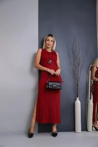 Vestido Ribana Canelado Luiza Midi