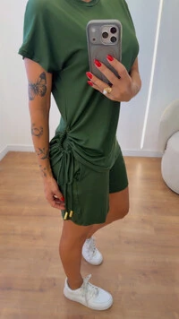 Conjunto Leticia em Viscolycra Premium com Blusa Ajustável e Shorts