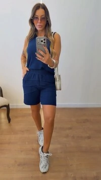 Conjunto Marina em Moletinho – Regata e Shorts Feminino