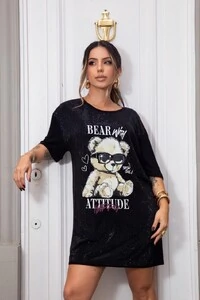 T-Shirt Alongada Happy Maria Dondoca