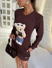 Vestido Moletinho Teddy Manga Longa Maria Dondoca