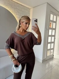 Conjunto Maria Dondoca em Moletinho com Brilho