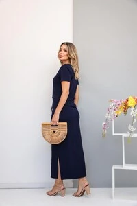 Conjunto Adriana Feminino em Moletinho com Saia Midi e Fendas