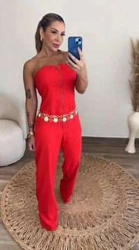 Macacão Tomara que Caia em Linho com Elastano