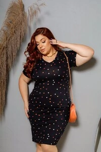 Vestido Poá Canelado