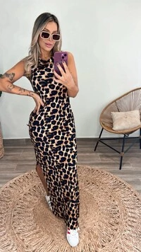 Vestido Ribana Canelado Luiza Midi