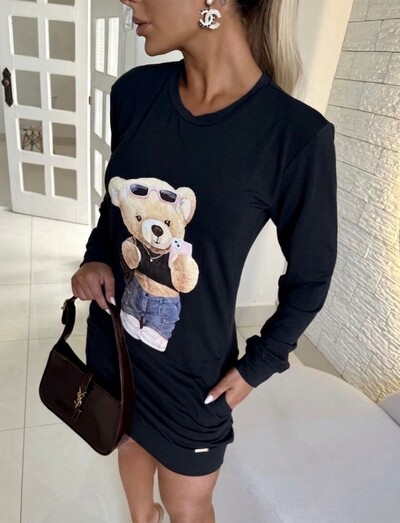 Foto Vestido Moletinho Teddy Manga Longa Maria Dondoca