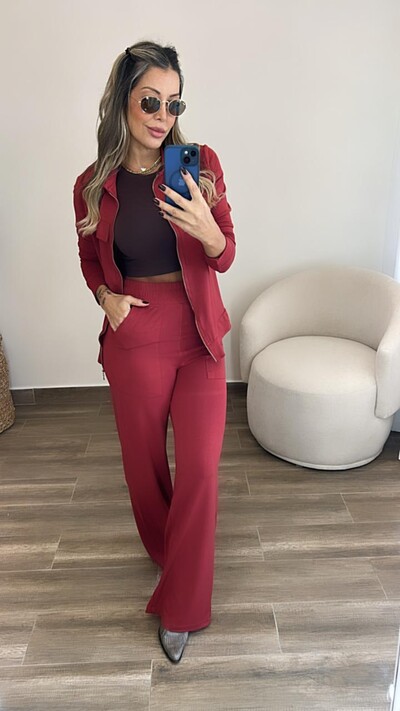 FotoConjunto Feminino Moletinho Nevasca com Bomber Alongada e Calça