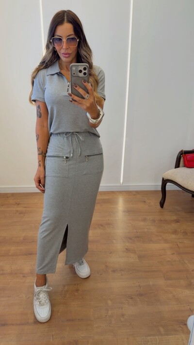 Foto Conjunto Feminino Polo com Saia Midi