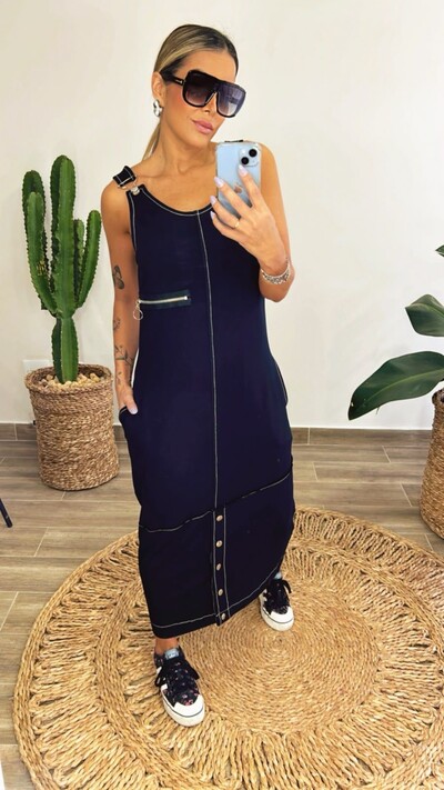 Foto Vestido Salopete Feminino em Moletinho Premium Luar | Charmoza Fashion