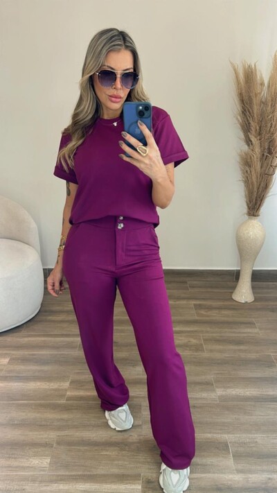 Foto Conjunto Raquel Feminino em Moletinho – Blusa e Calça