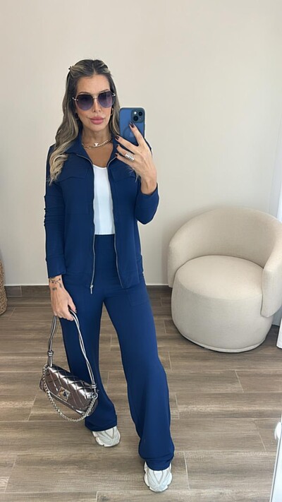 Foto Conjunto Feminino Moletinho Nevasca com Bomber Alongada e Calça