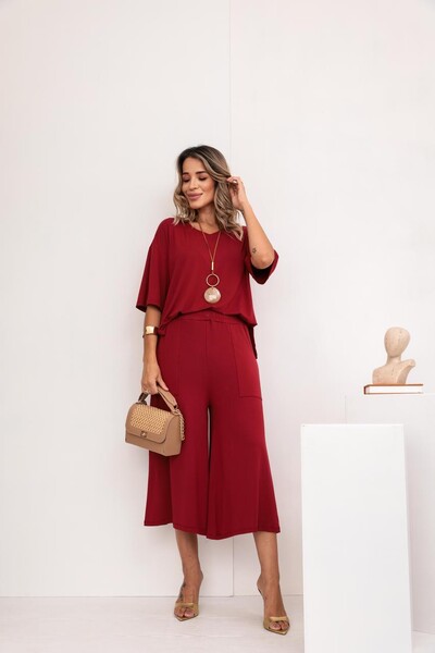 Foto Conjunto Málaga em Viscolycra Premium Feminino – Blusa Ampla e Pantacourt