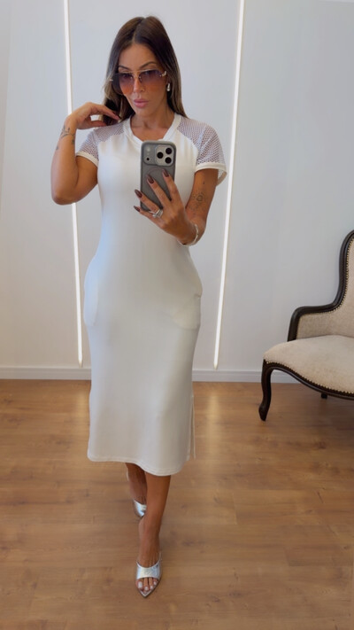 Foto Vestido Mayla Midi com Manga em Arrastão