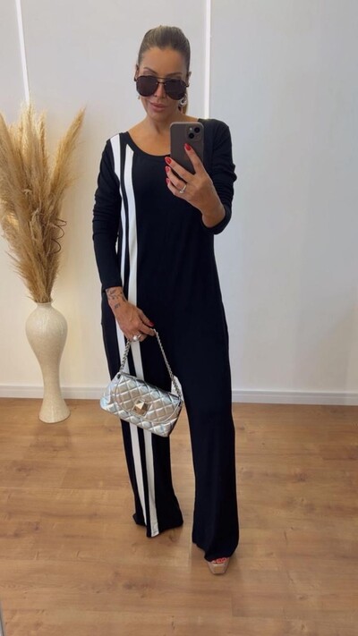 FotoMacacão Marisa Manga Longa com Listras Laterais – Elegante, Confortável e Alongador