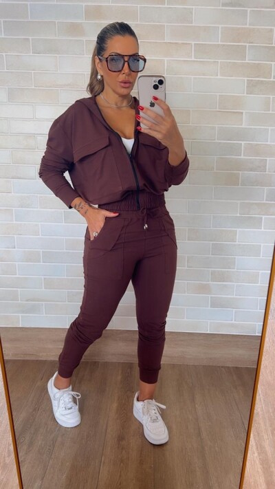 Foto Conjunto Ana Luiza Calça e Jaqueta Bomber Moletinho