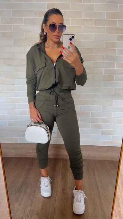 Foto Conjunto Ana Luiza Calça e Jaqueta Bomber Moletinho