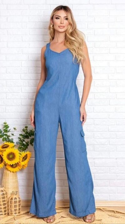 Foto Macacão Fabrícia Jeans Tencel