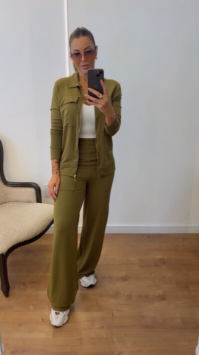 FotoConjunto Feminino Moletinho Nevasca com Bomber Alongada e Calça