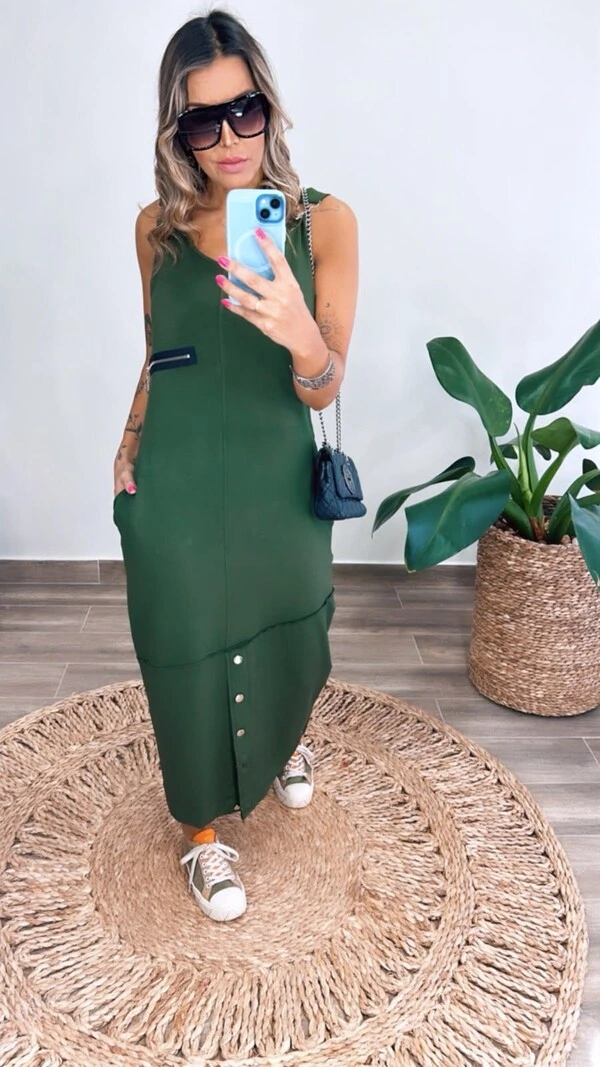 Vestido Salopete Feminino em Moletinho Premium Luar | Charmoza Fashion