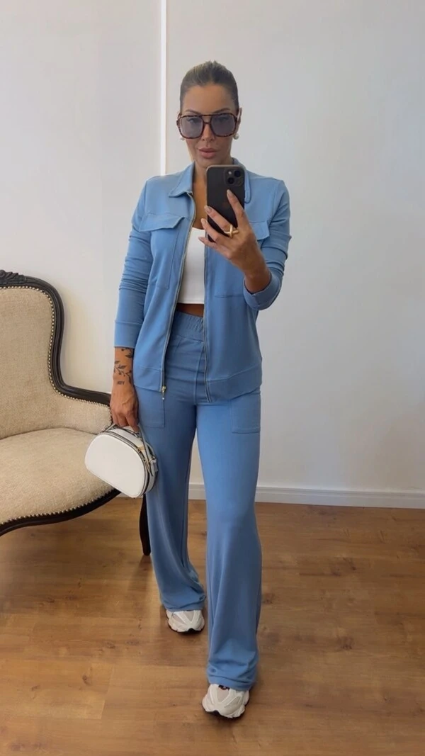 Conjunto Feminino Moletinho Nevasca com Bomber Alongada e Calça