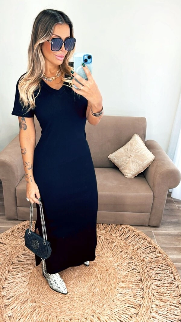 Vestido Midi Canelado