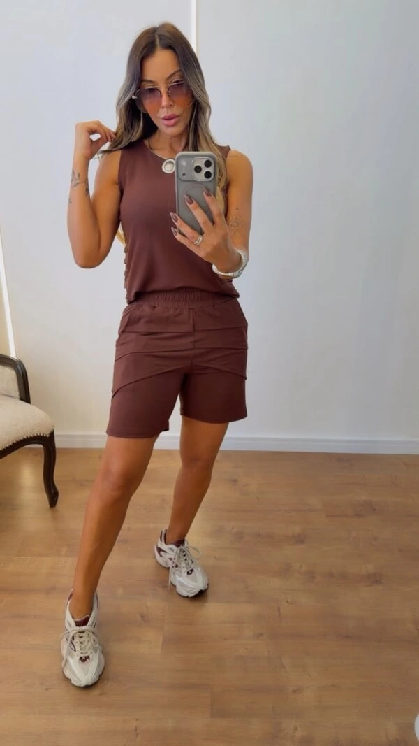 Conjunto Marina em Moletinho – Regata e Shorts Feminino