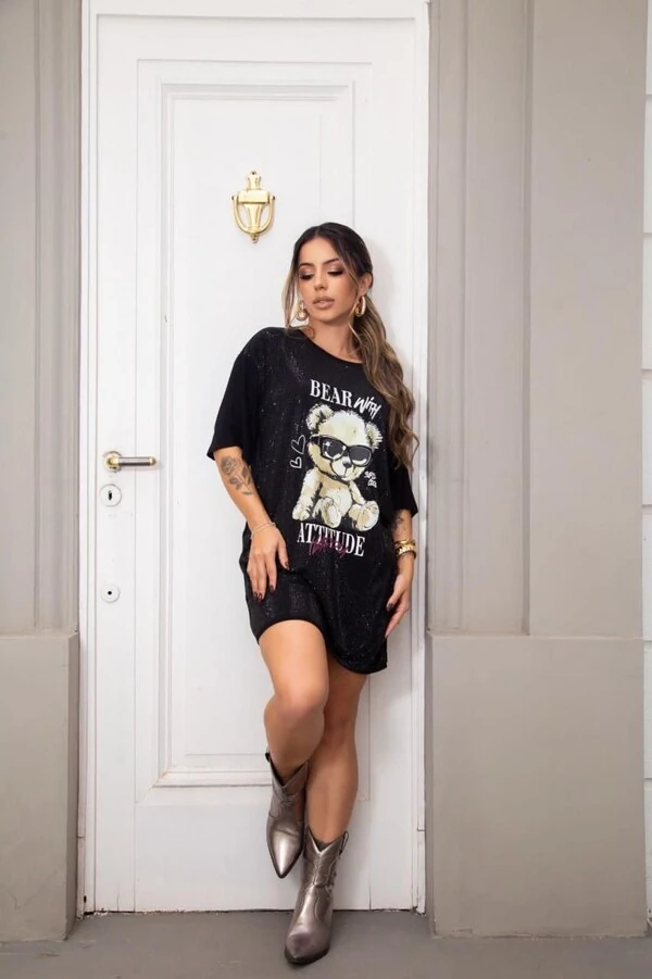 T-Shirt Alongada Happy Maria Dondoca