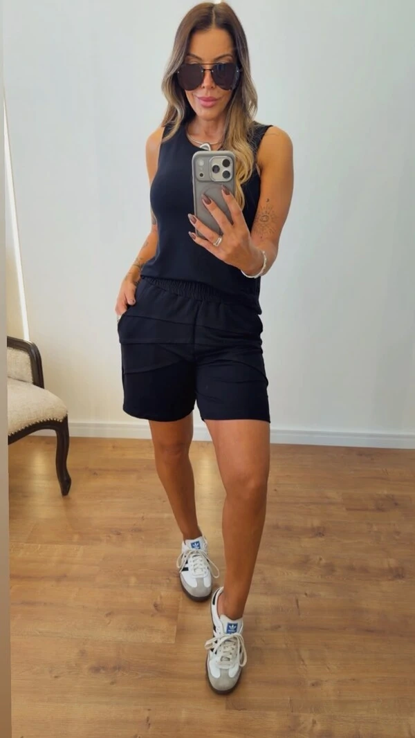 Conjunto Marina em Moletinho – Regata e Shorts Feminino