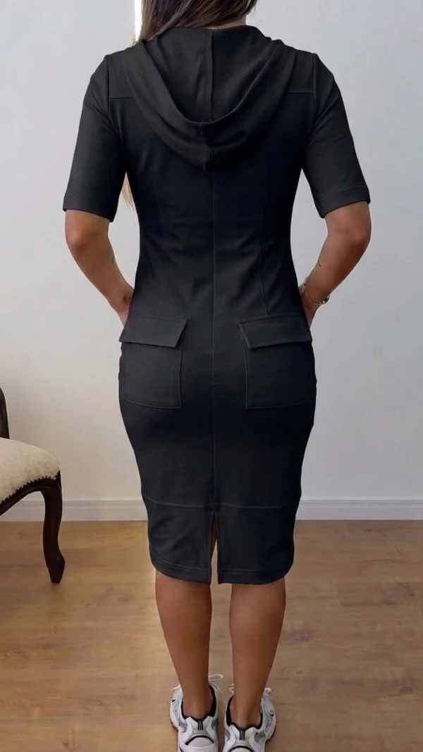 Vestido Luara Midi em Moletinho com Zíper Tratorado