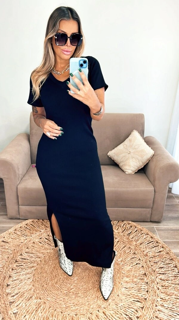 Vestido Midi Canelado