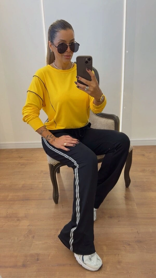 Conjunto Moletinho Mariza Feminino com Calça Pantalona e Faixa Sport | Conforto e Estilo