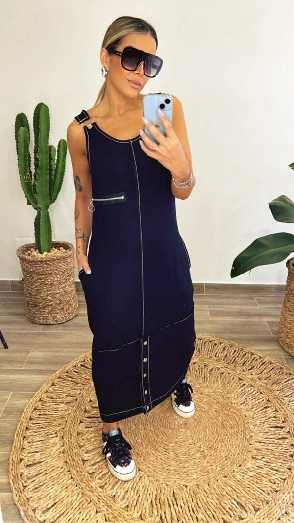 Vestido Salopete Feminino em Moletinho Premium Luar | Charmoza Fashion